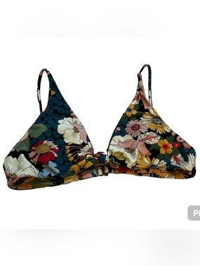 Floral Knot Triangle Bikini Top - Green Multi